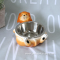 Pet Feeding Bowl Dog Metal Bowl With Ceramic